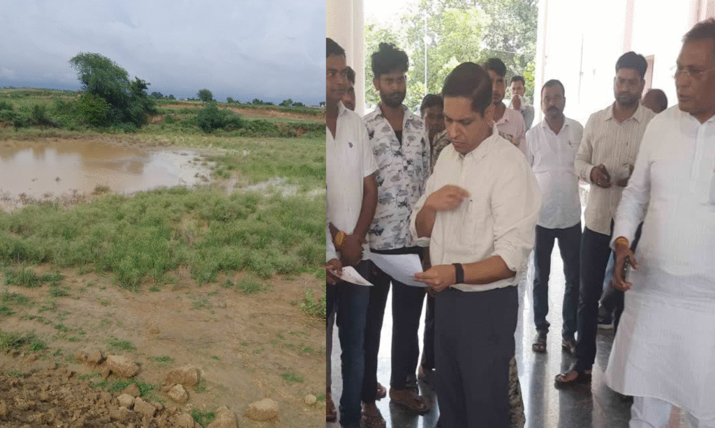 कांग्रेस विधायक जेसीबी से चुरा रहे तालाब