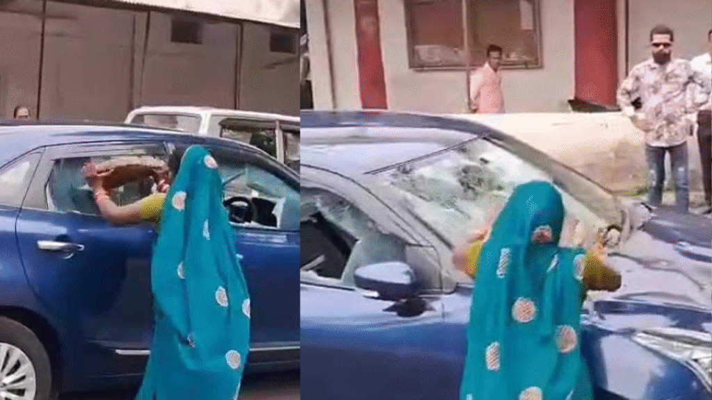 MP News : जमीन विवाद को लेकर गुस्साई महिला ने ब्लॉक परिषद सदस्य की कार पर पत्थर फेंके